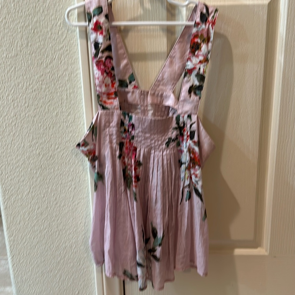 McGuire gauze pink floral crop top, size small